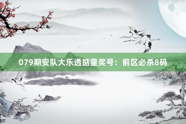 079期安队大乐透掂量奖号：前区必杀8码