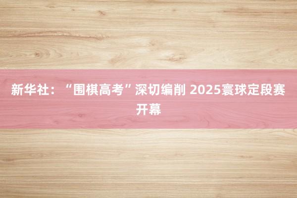 新华社：“围棋高考”深切编削 2025寰球定段赛开幕