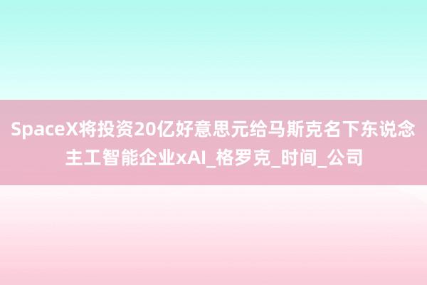 SpaceX将投资20亿好意思元给马斯克名下东说念主工智能企业xAI_格罗克_时间_公司