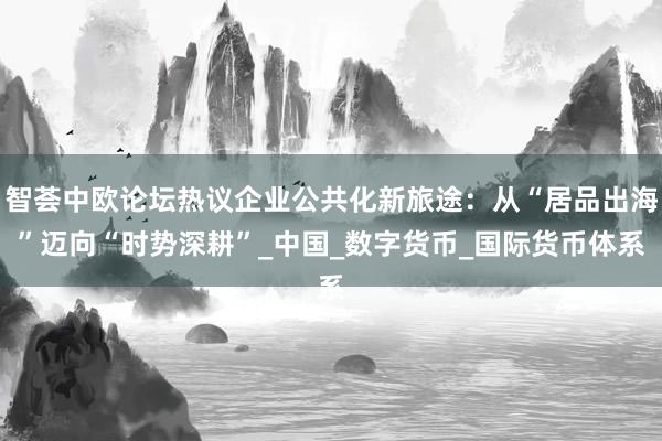 智荟中欧论坛热议企业公共化新旅途：从“居品出海”迈向“时势深耕”_中国_数字货币_国际货币体系