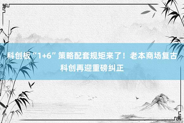 科创板“1+6”策略配套规矩来了！老本商场复古科创再迎重磅纠正