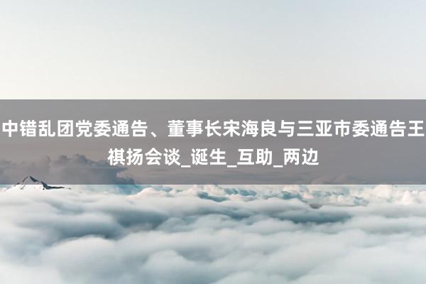 中错乱团党委通告、董事长宋海良与三亚市委通告王祺扬会谈_诞生_互助_两边