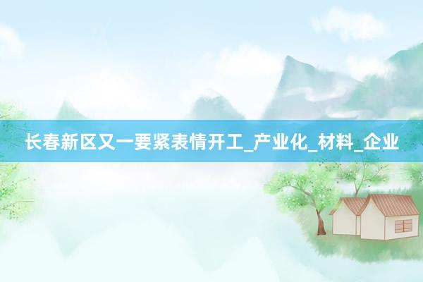 长春新区又一要紧表情开工_产业化_材料_企业