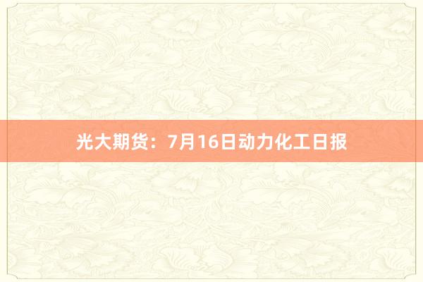 光大期货：7月16日动力化工日报