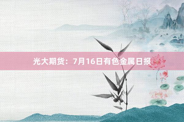光大期货：7月16日有色金属日报