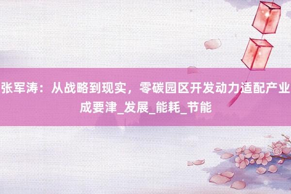 张军涛：从战略到现实，零碳园区开发动力适配产业成要津_发展_能耗_节能