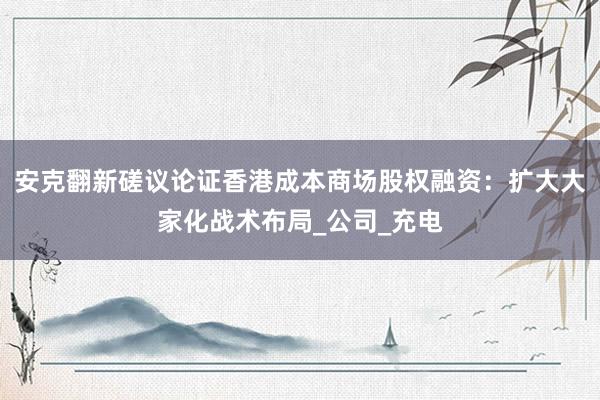 安克翻新磋议论证香港成本商场股权融资：扩大大家化战术布局_公司_充电