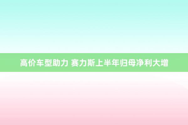 高价车型助力 赛力斯上半年归母净利大增