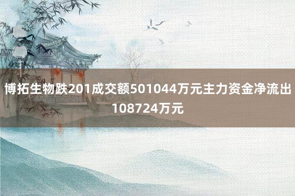 博拓生物跌201成交额501044万元主力资金净流出108724万元