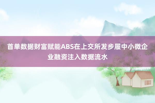 首单数据财富赋能ABS在上交所发步履中小微企业融资注入数据流水