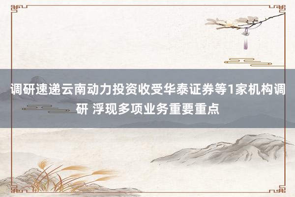 调研速递云南动力投资收受华泰证券等1家机构调研 浮现多项业务重要重点