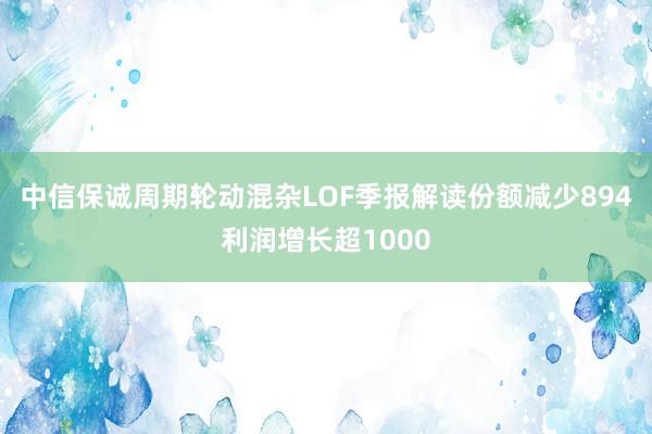 中信保诚周期轮动混杂LOF季报解读份额减少894利润增长超1000