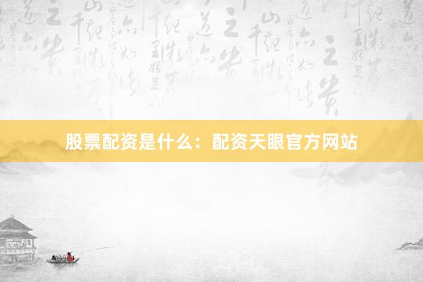 股票配资是什么：配资天眼官方网站