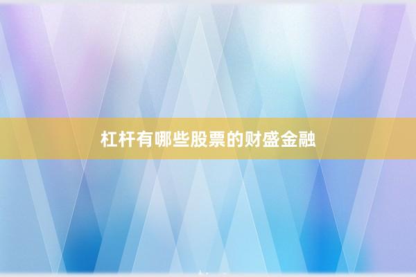 杠杆有哪些股票的财盛金融