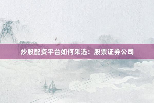 炒股配资平台如何采选：股票证券公司