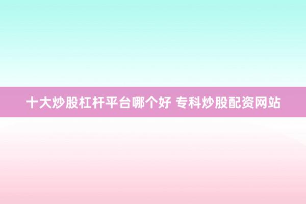 十大炒股杠杆平台哪个好 专科炒股配资网站