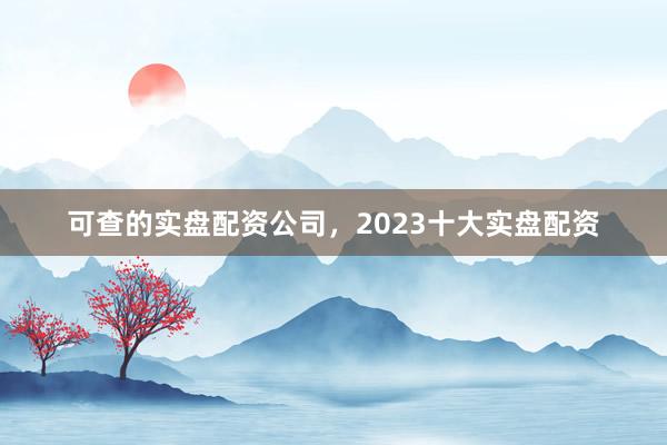 可查的实盘配资公司，2023十大实盘配资