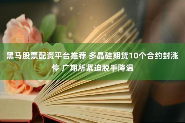 黑马股票配资平台推荐 多晶硅期货10个合约封涨停 广期所紧迫脱手降温
