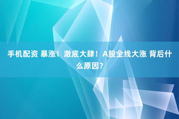 手机配资 暴涨！澈底大肆！A股全线大涨 背后什么原因？
