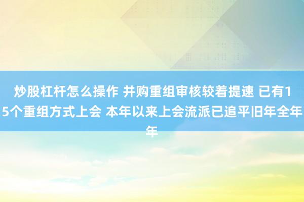 炒股杠杆怎么操作 并购重组审核较着提速 已有15个重组方式上会 本年以来上会流派已追平旧年全年