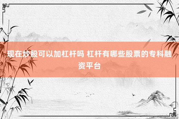 现在炒股可以加杠杆吗 杠杆有哪些股票的专科融资平台