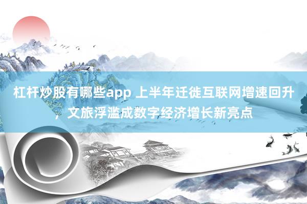 杠杆炒股有哪些app 上半年迁徙互联网增速回升，文旅浮滥成数字经济增长新亮点