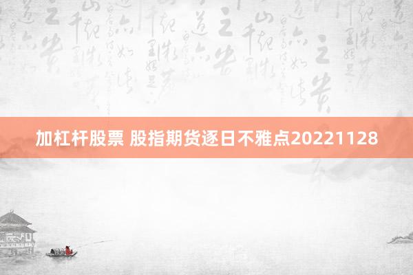 加杠杆股票 股指期货逐日不雅点20221128