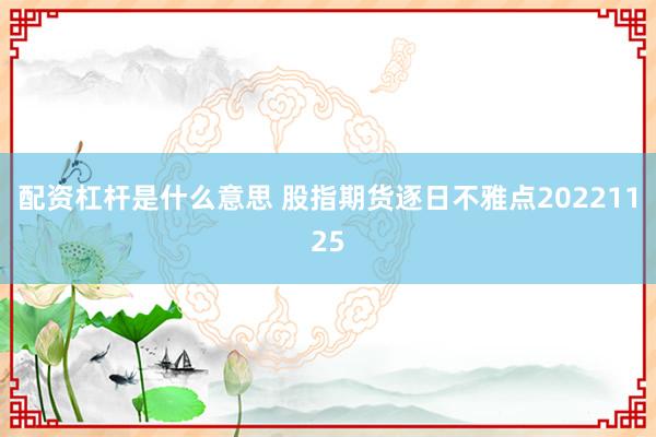 配资杠杆是什么意思 股指期货逐日不雅点20221125