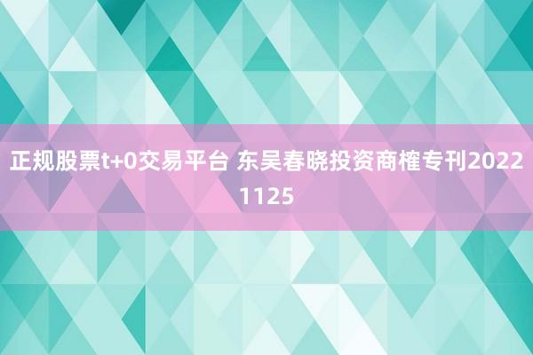 正规股票t+0交易平台 东吴春晓投资商榷专刊20221125