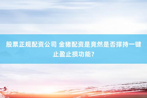 股票正规配资公司 金猪配资是竟然是否撑持一键止盈止损功能？