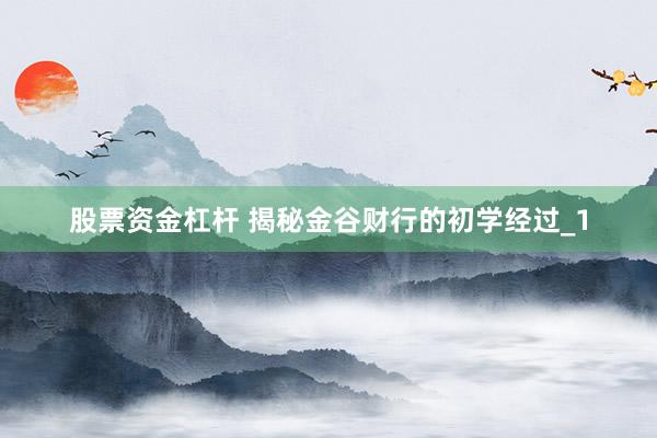 股票资金杠杆 揭秘金谷财行的初学经过_1