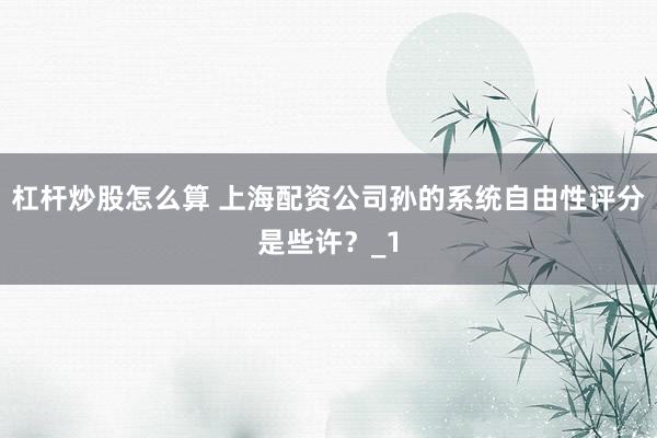 杠杆炒股怎么算 上海配资公司孙的系统自由性评分是些许？_1