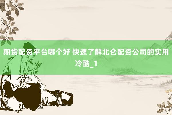 期货配资平台哪个好 快速了解北仑配资公司的实用冷酷_1