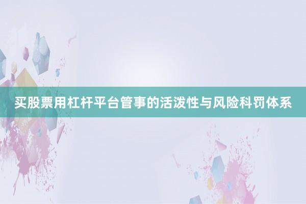 买股票用杠杆平台管事的活泼性与风险科罚体系