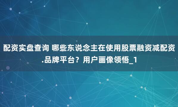 配资实盘查询 哪些东说念主在使用股票融资减配资.品牌平台？用户画像领悟_1