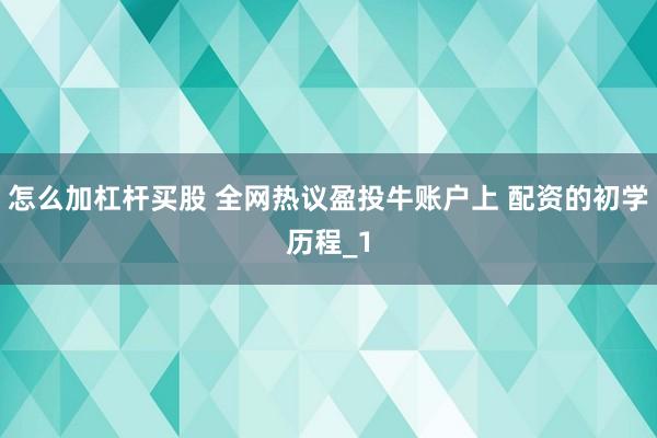 怎么加杠杆买股 全网热议盈投牛账户上 配资的初学历程_1